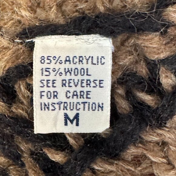 80s Vintage Saturdays Black Brown Twisted Chunky Knit Ballon Sleeve Sweater - Picture 10 of 10